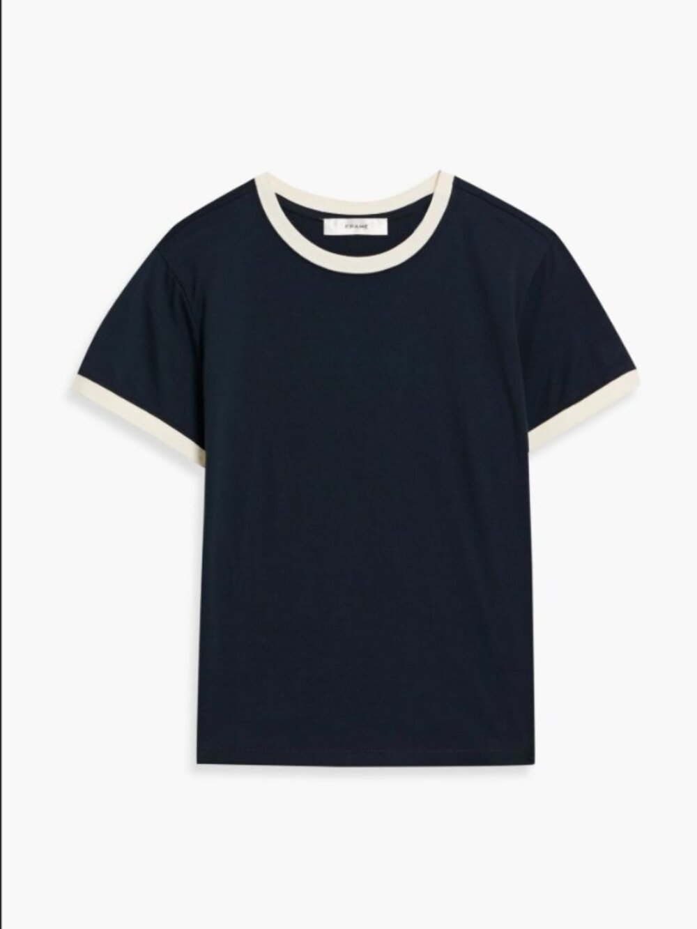 Frame Denim The Ringer Classic Navy Baby Tee with White Contrast Trim Size S - Picture 2 of 8